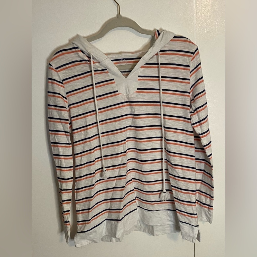 Women’s St. John’s Bay Lightweight Striped Hooded Top Size Medium
